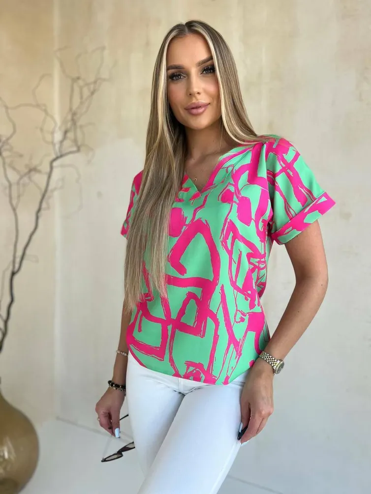 Blouse nika.pl #040105 M&M-10 zeleno-rozovyj