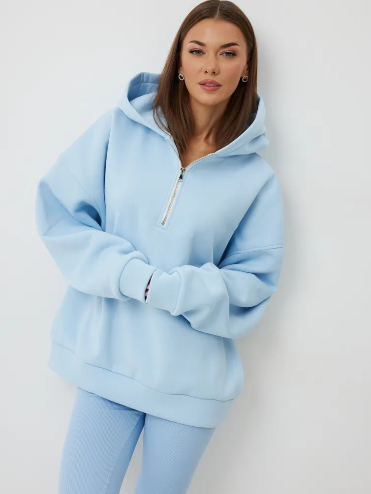 Bluza Z Kapturem V&N fashion #1074 goluboj