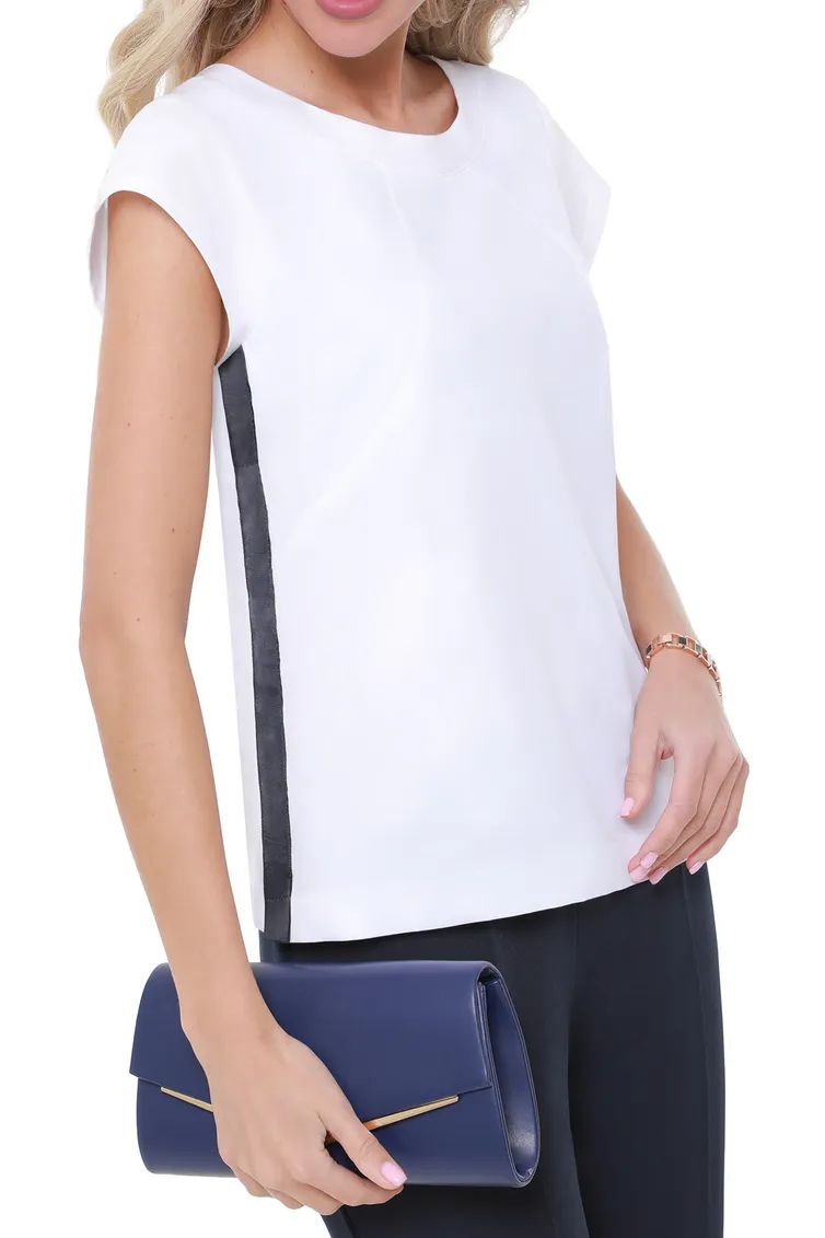 Bluzki, tuniki DS Trend #B-1545-0111 (belaya s kontrastnym lampasom)