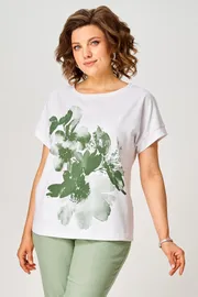 Blouses & tounics Rumoda #2259 (korotkij rukav) zelenyj-belyj