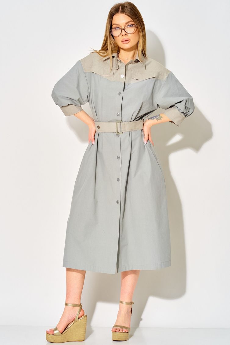 Sukienka LAIKONY #L-434 sero-goluboj