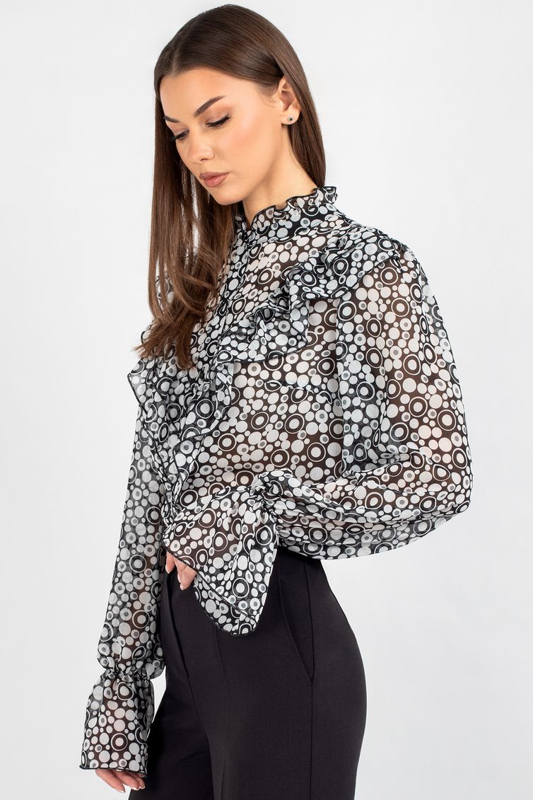 Blouse VIZAVI #744 cherno-belyj