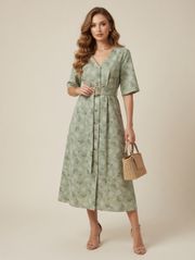 Dress GIZART #5299 salatovo-zelenyj, print cvety