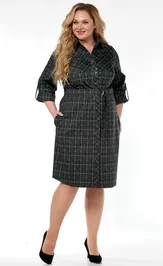 Dress LadyThreeStars 2473 kletka s izumrudnym