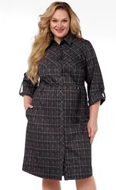 Dress LadyThreeStars 2474 kletka s malinovym