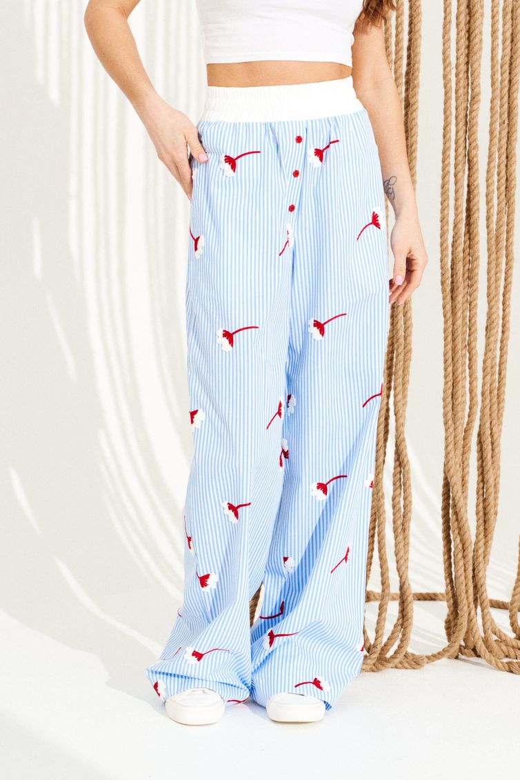 Брюки Elletto Life арт. 12391 бело-голубой