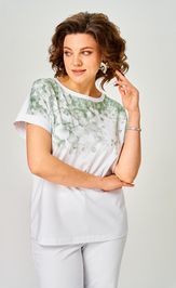 Блуза Rumoda 2258 (короткий рукав) белый-зеленый