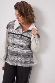 Bluzka BegiModa #4136 slivochno-seryj