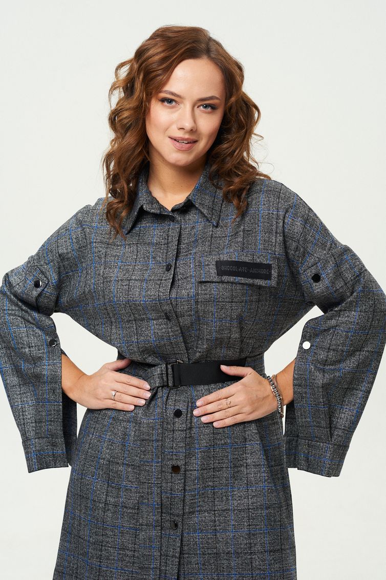 Платье GIZART арт. 5323 люрекс син клетка