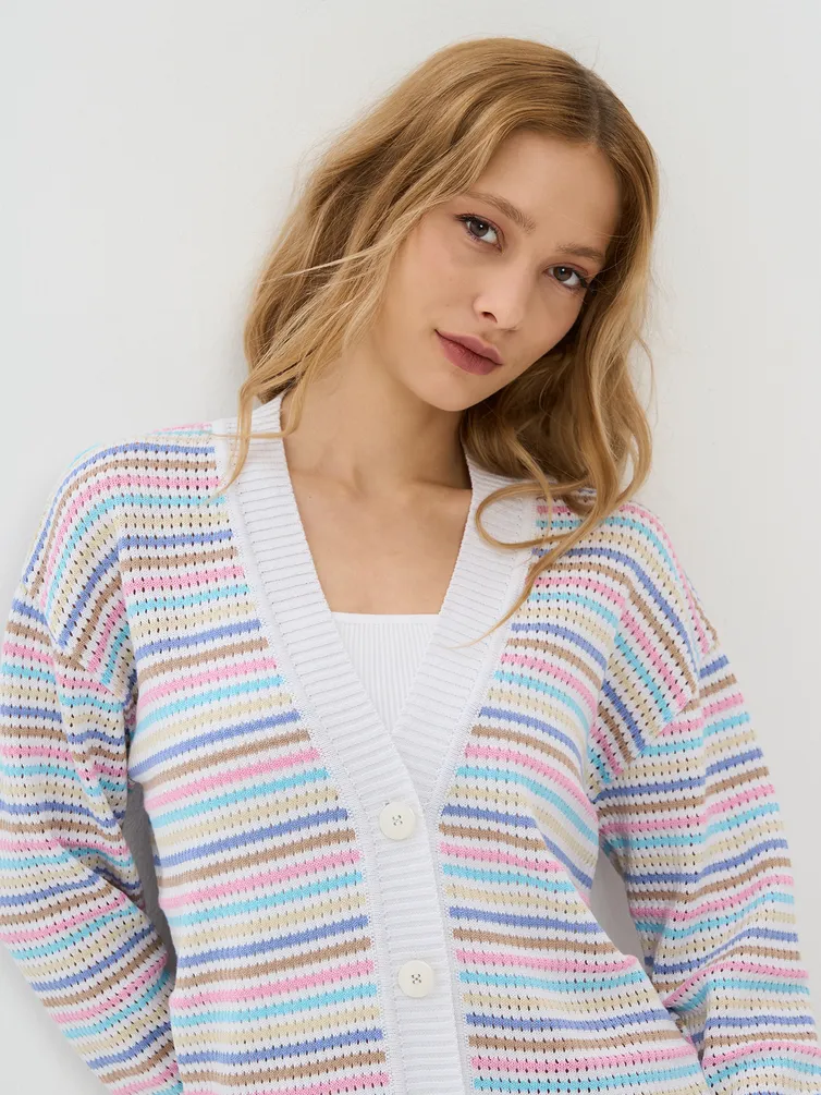 Кардиган Newvay арт. 9241-91042 бел/гол/натюрель/тиффани/ роз/какао