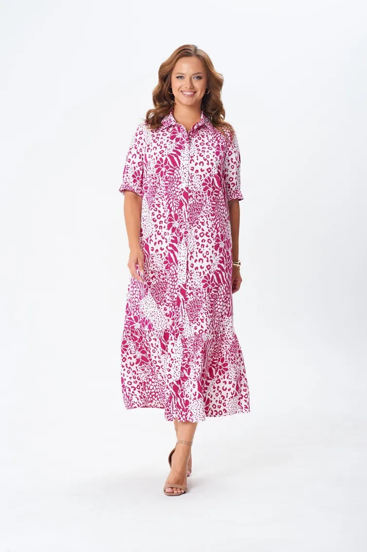 Dress GIZART #5126/2 fuksiya cvety