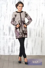 Джемперы, кардиганы, жакеты Newvay арт. 1369 т.коричн/св.коричн/слива