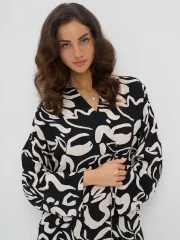 Koszula Newvay #5231-3785 cherno-bezh monstera