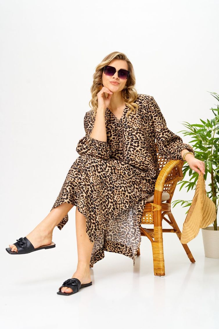 Платье Ava fashion арт. М-191 коричневый-бежевый