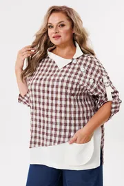 Блуза Michel Chic арт. 751/1 клетка, бежевый