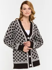 Кардиган Newvay арт. 9232-91004 горький шоколад/св.беж