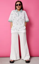 Блуза BegiModa 4132 шалфей на белом