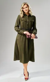 Dress Ava fashion M-239 xaki