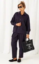 Suit Beautiful & Free 6485 temno-sinij v polosku