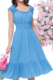Платье DS Trend арт. П-3944-0199 (голубое с глубоким вырезом)