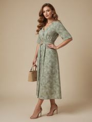 Dress GIZART #5299 salatovo-zelenyj, print cvety
