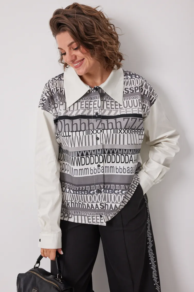 Bluzka BegiModa #4136 slivochno-seryj