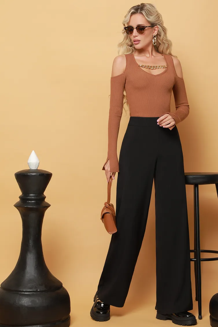 Spodnie DS Trend #Br-0179-0259 (chernye pryamye)