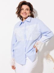 Блузка Anastasia MAK арт. 1352 голубой+полоска