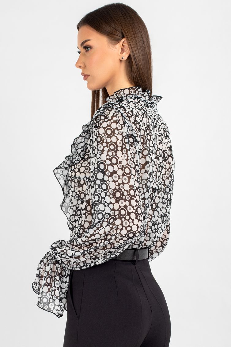 Blouse VIZAVI #744 cherno-belyj