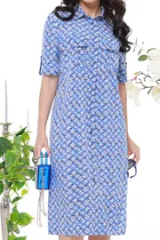 Sukienka DS Trend #P-3952-0165-03 (yarko-sinego cveta s karmanami)