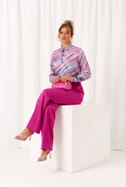 Bluzka GIZART #15450 rozovo-belo-sinij print