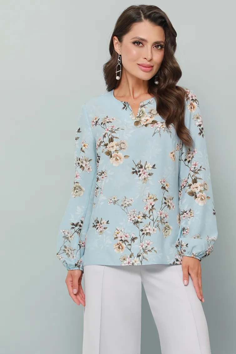 Bluzki, tuniki DS Trend #B-1701-0329 (golubaya s cvetochnym printom)