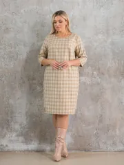 Платье NOVITA арт. 1356 песочная клетка