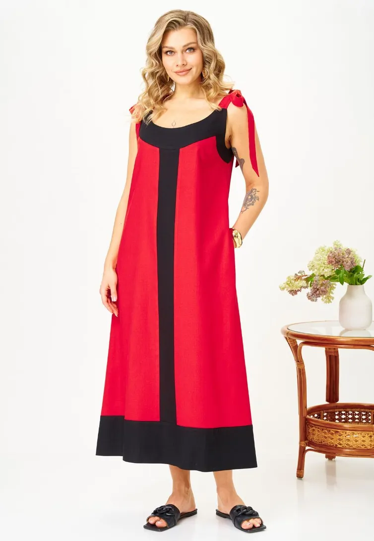 Платье Ava fashion арт. М-185 красный-черный