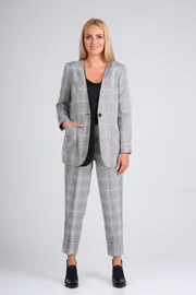 Garnitur Vilena-fashion #726 seraya kletka+krasnaya poloska