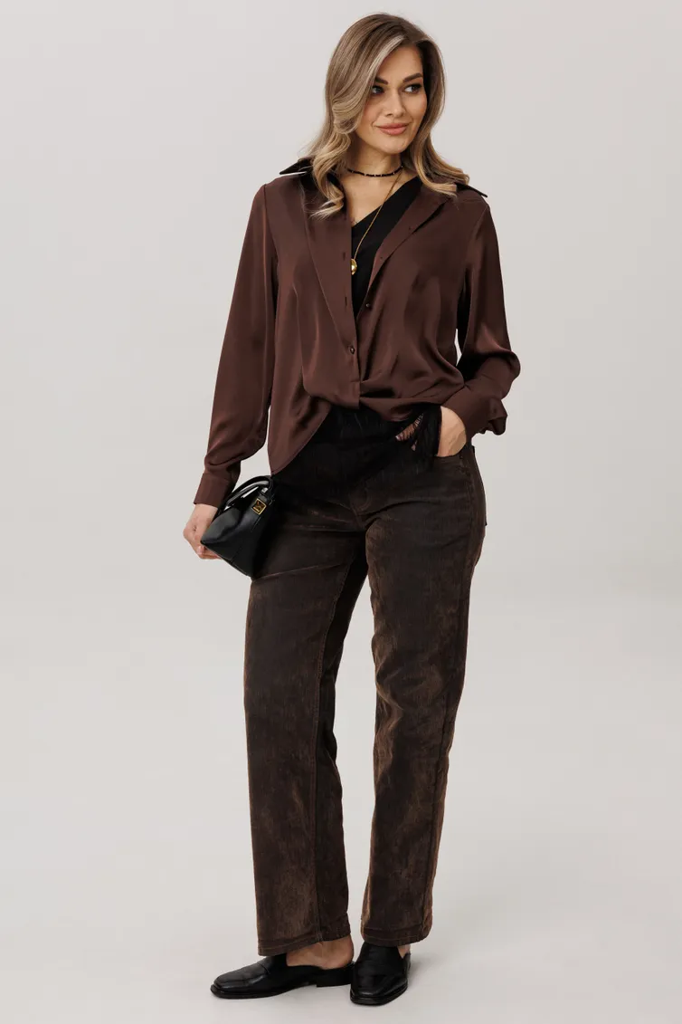 Blouse Anelli Laurel #1663 rubashka gorkij shokolad
