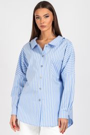 Blouse VIZAVI #727 belo-golubaya poloska