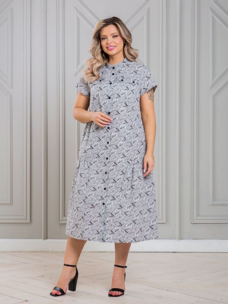 Dress NOVITA #1338-1 seryj