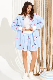 Blouse Elletto Life #13016 belo-goluboj