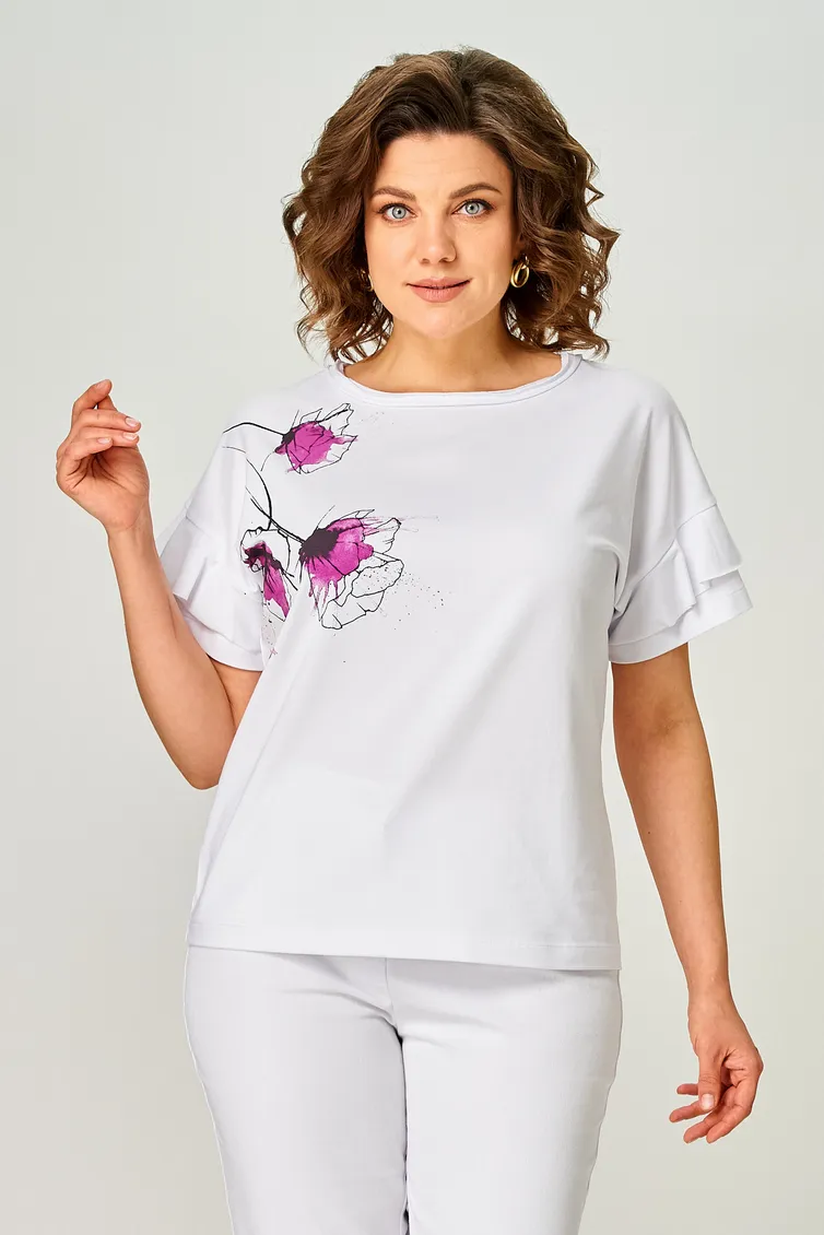 Koszulka Rumoda #2069 (korotkij rukav) belyj/lavanda