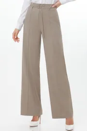 Spodnie DS Trend #Br-0199-0409 (bezhevye pryamye so strelkami)