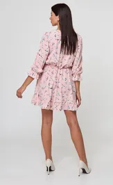 Sukienka Anelli Laurel 1023 pudra s cvetami