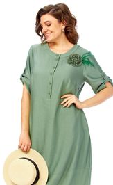 Платье Ольга Стиль С1014 серо-зеленый