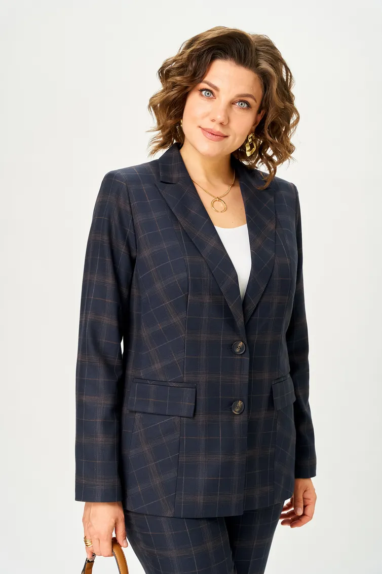 Костюм БелЭльСтиль арт. 412-314/609-323 темно-синяя клетка