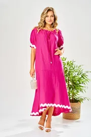 Dress Ava fashion #M-212 fuksiya