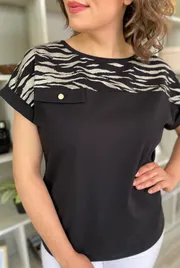 Bluzki, tuniki Rumoda #2135 (korotkij rukav) chernyj
