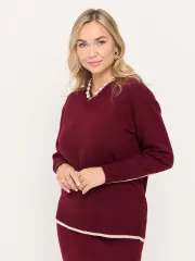 Джемпер Newvay арт. 9252-94230 пино нуар/ваниль/метонить золото