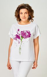 Блузки, туники Rumoda 2061 (короткий рукав) белая лаванда