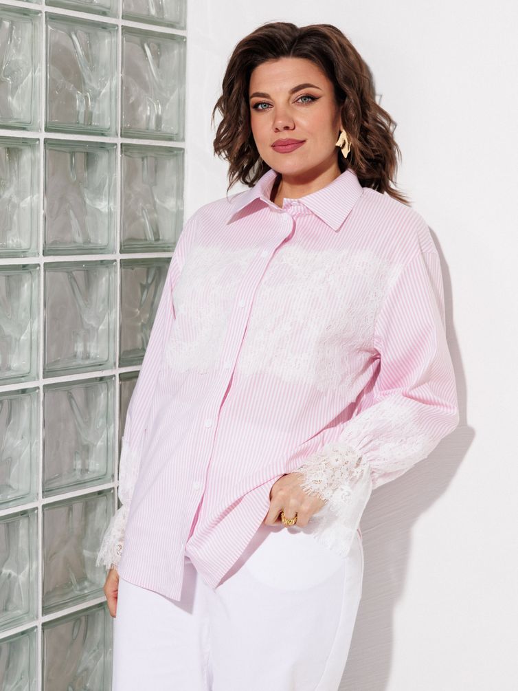 Блузка Anastasia MAK арт. 1352 розовый+полоска