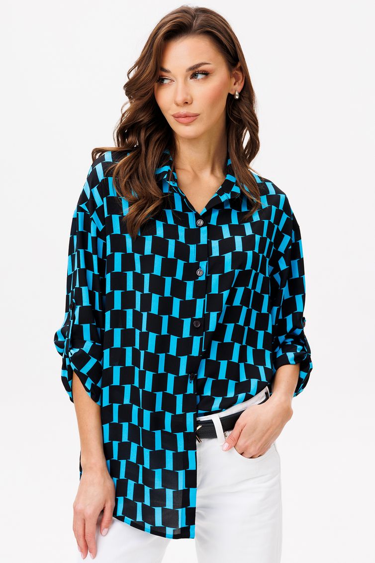 Blouse VIZAVI #735 cherno-goluboj